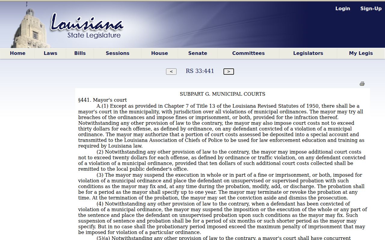 Winn Parish sex offender search source showing Louisiana local court law