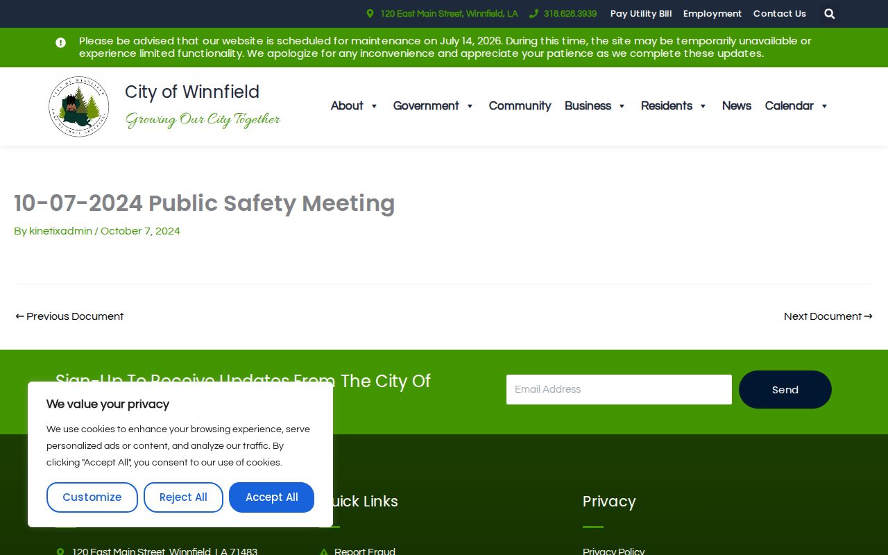Winn Parish sex offender search context from a Winnfield public safety meeting